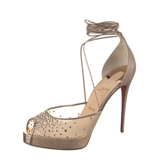 Christian Louboutin Maia La Bella Alta Strass lace up pumps size 40.5 new - Picture 3 of 13